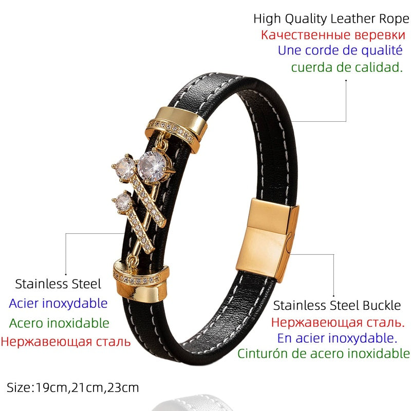 Men's Black Leather Infinity Knot Bracelet for Timeless Gifts