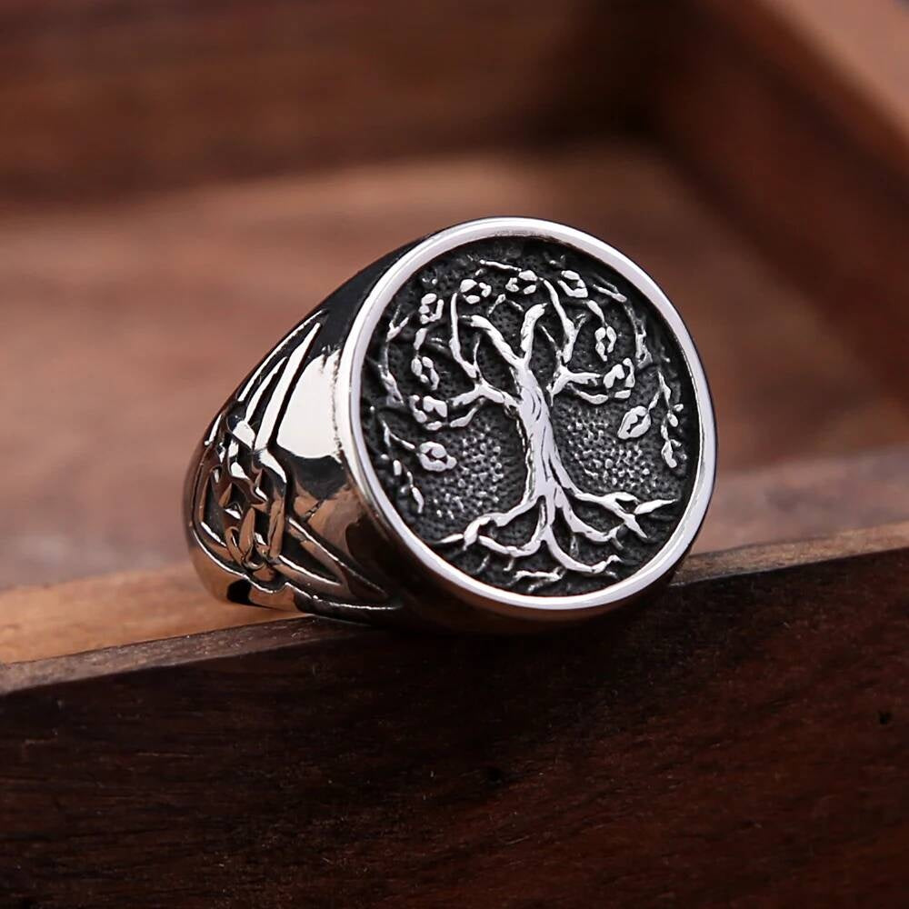 Viking Tree of Life Ring – 316L Stainless Steel Norse/Celtic Amulet Band