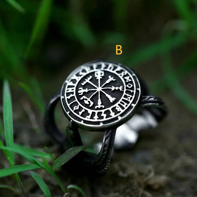 Odin Raven & Wolf Totem Ring – 316L Stainless Steel Norse Amulet Set