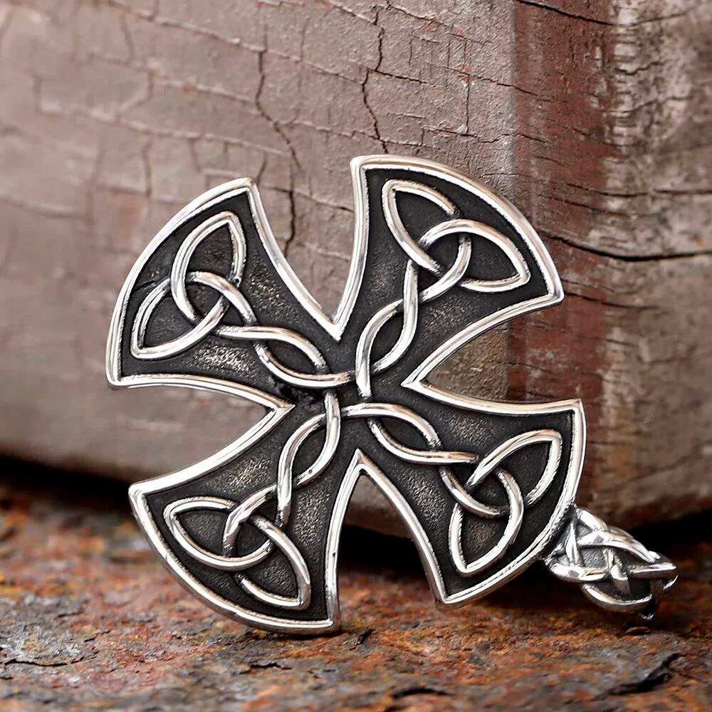 Celtic Cross Pendant Necklace – Stainless Steel Norse Knot Jewelry