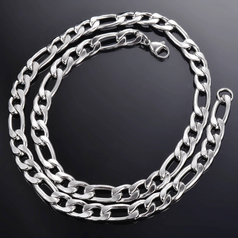 1 piece 3mm/3.8mm/4.5mm/5mm/6mm/7mm/7.5mm Figaro Link Jewelry Classic Curb Necklace Stainless Steel Chain for Men Women