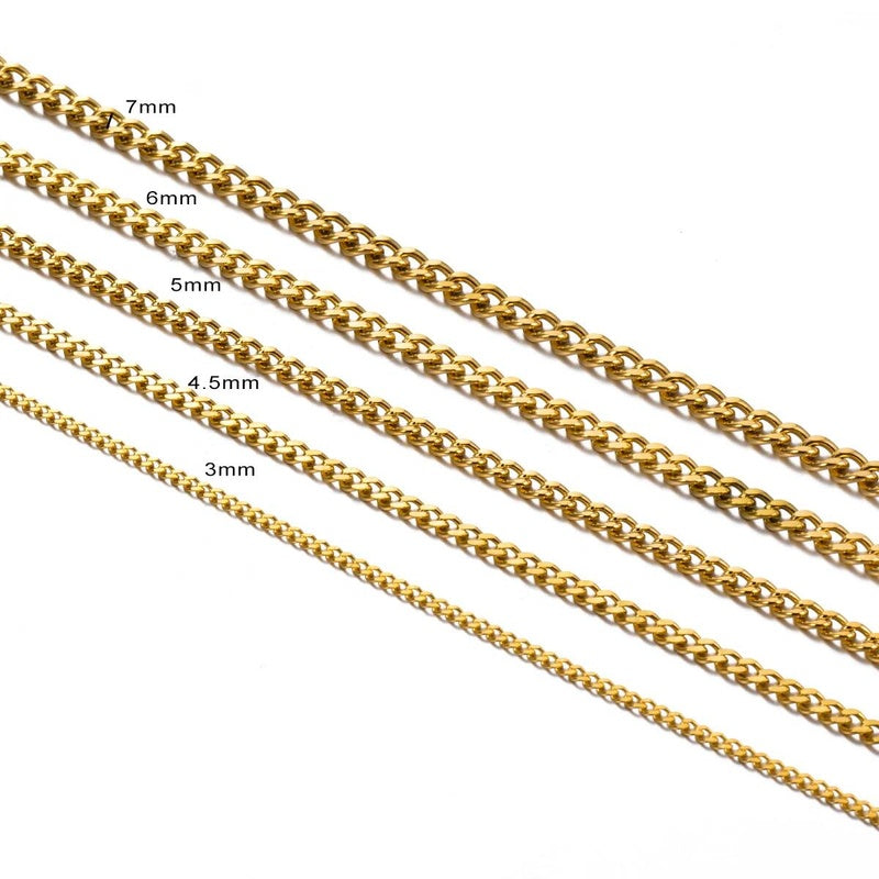 1Pc 3mm-7mm Stainless Steel Link Curb Chain Necklace for Men Women DIY pendant necklace jewelry making