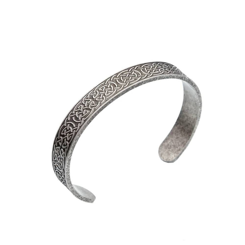 Celtic Knot Bracelet – Norse Pagan Stainless Steel Cuff Bangle Style B