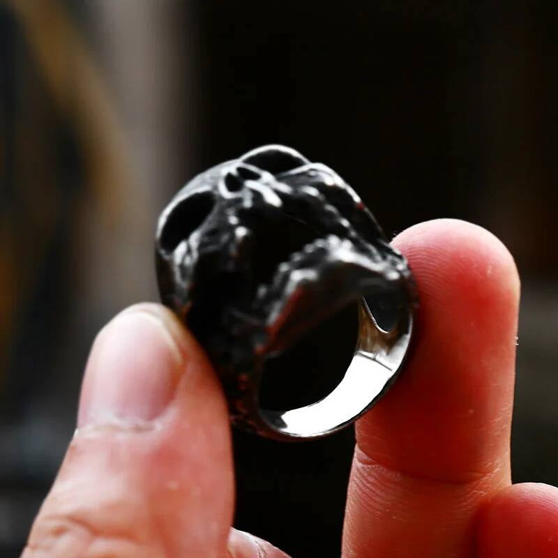Open Mouth Skull Ring – Gothic Stainless Steel Biker Punk Jewelry