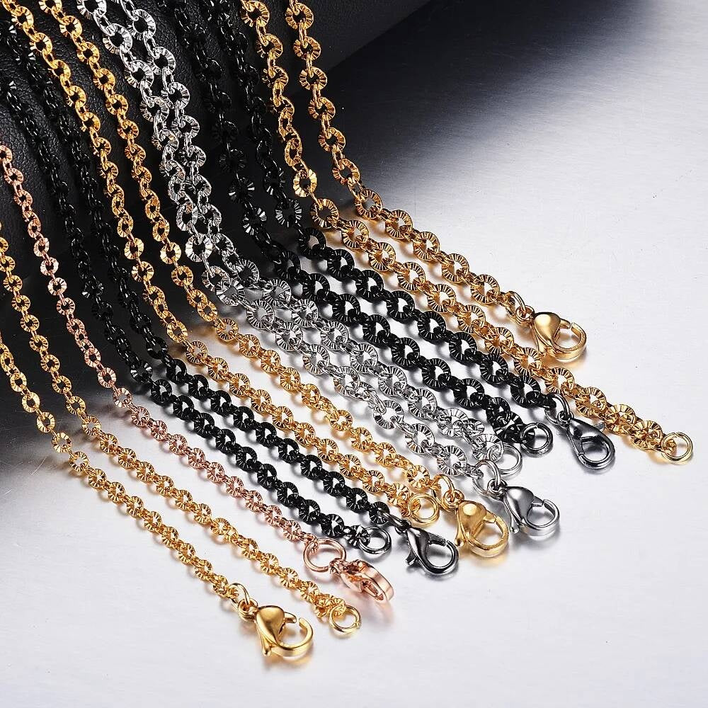 1Pc Women Men O Style 316L Stainless Steel Link Chain Necklace Jewelry Width 2/2.5/3/4mm