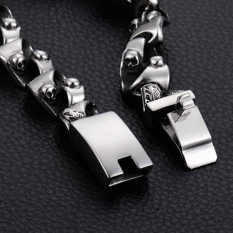 Stainless Steel 316L Bracelet Men Skull Ghost Link Chain Hand Jewelry