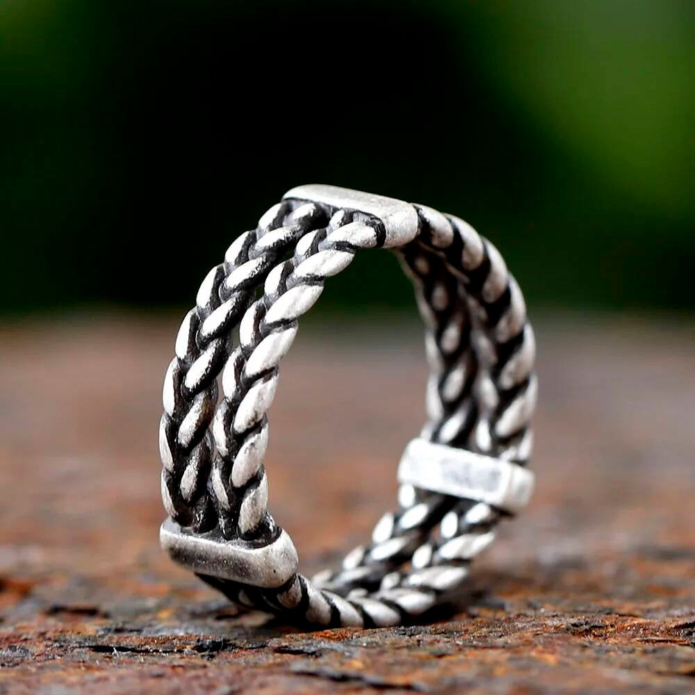 Viking Weave Knot Ring – 316L Stainless Steel Unisex Norse Amulet Band