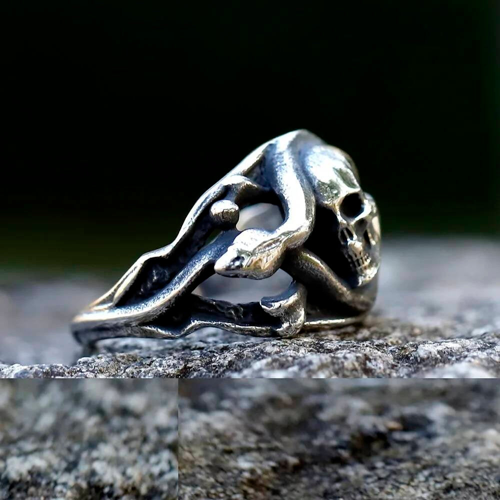 Skull Head Motorcycle Ring - Stainless Steel Hip Hop Jewelry for Teens
