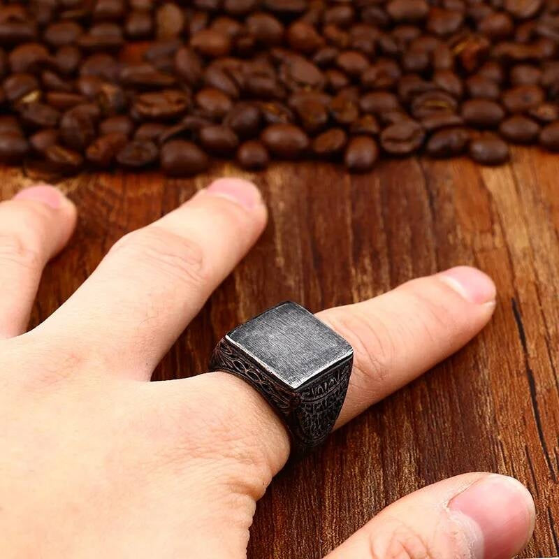 Russian Coat of Arms Signet Ring – Polished 316L Stainless Steel Biker Band