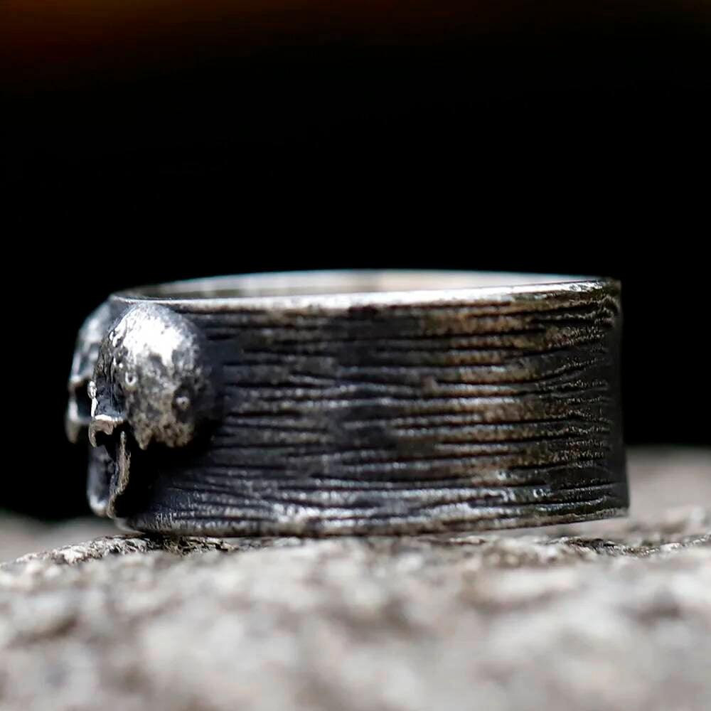 Double Headed Skull Ring - Gothic Punk 316L Stainless Steel Men's Jewelry