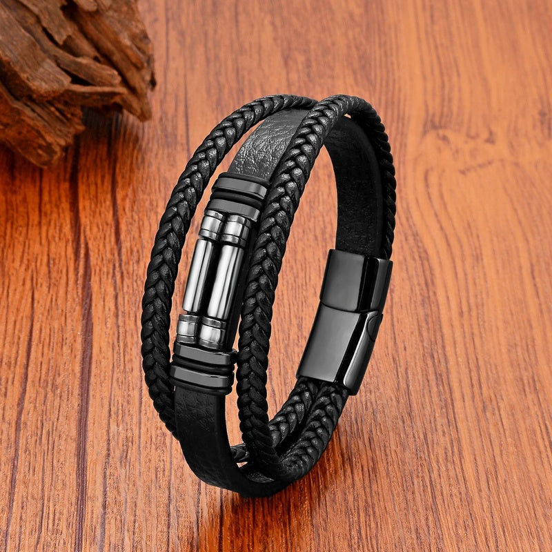 Trend Natural Stone Beads Bracelets Bohemia Jewelry Vintage Multilayer Leather Chain Friendship Bangles Boyfriend Gifts Hematite