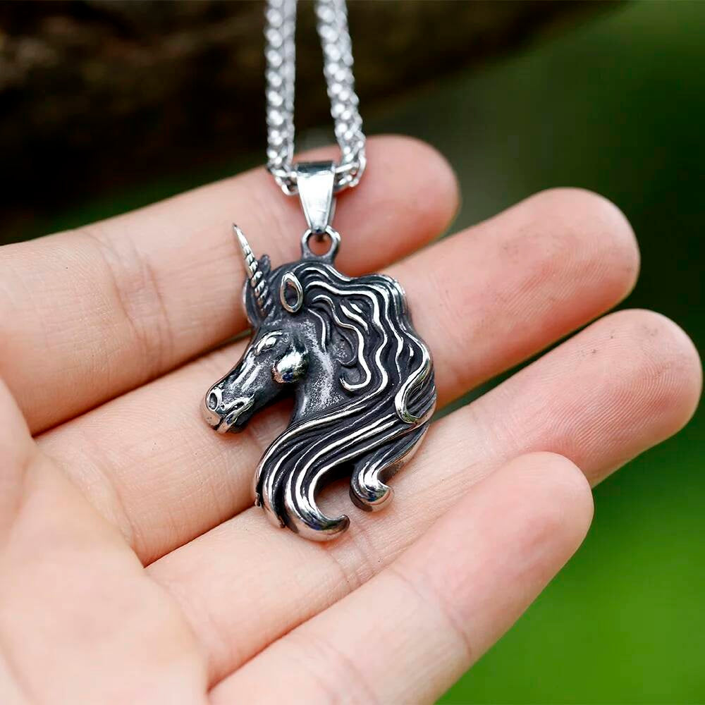 Unicorn Head Pendant – Stainless Steel Fantasy Necklace