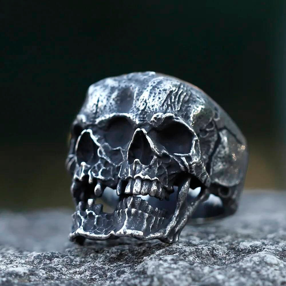 Double Headed Skull Ring - Gothic Stainless Steel Biker Punk Band Jewelry