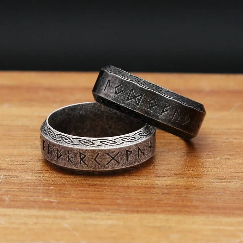 Viking Rune & Celtic Knot Ring – 316L Stainless Steel Unisex Amulet