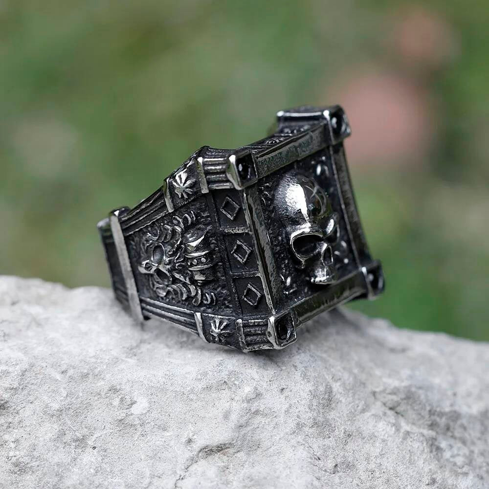 Biker Skull Zircon Ring - Stainless Steel Gothic Men's Statement Jewelry