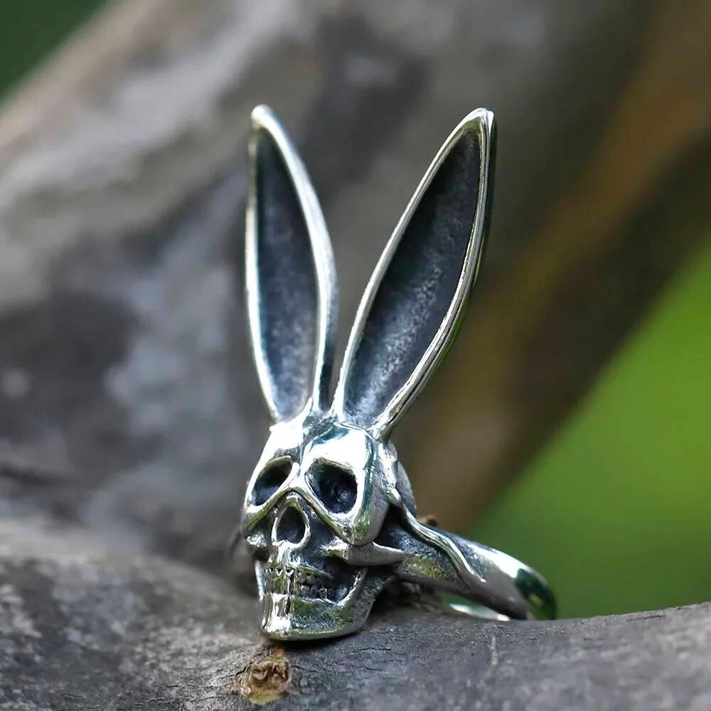 Skull Rabbit Ring - Vintage Gothic Stainless Steel Punk Jewelry for Men