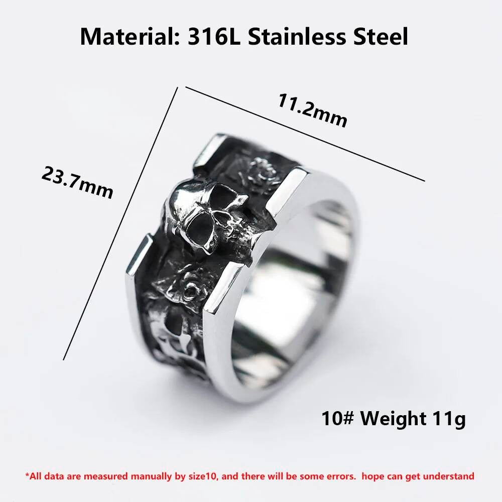 Vintage Skull Ring - Stainless Steel Punk Fashion Jewelry for Teens