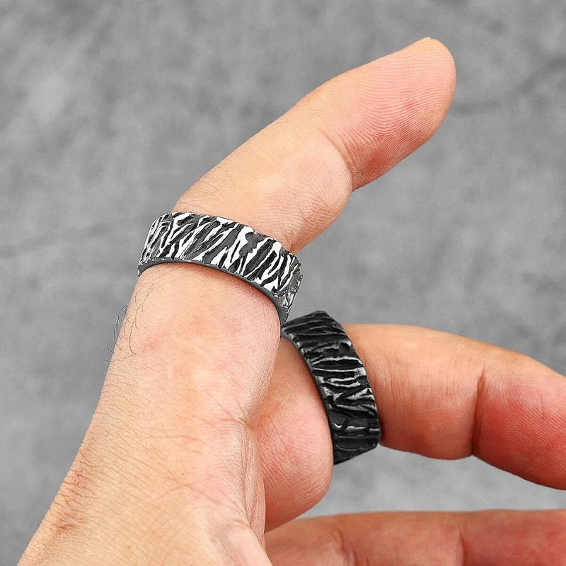 Vintage Black Volcano Ring 316L Stainless Steel Retro Jewelry for Men