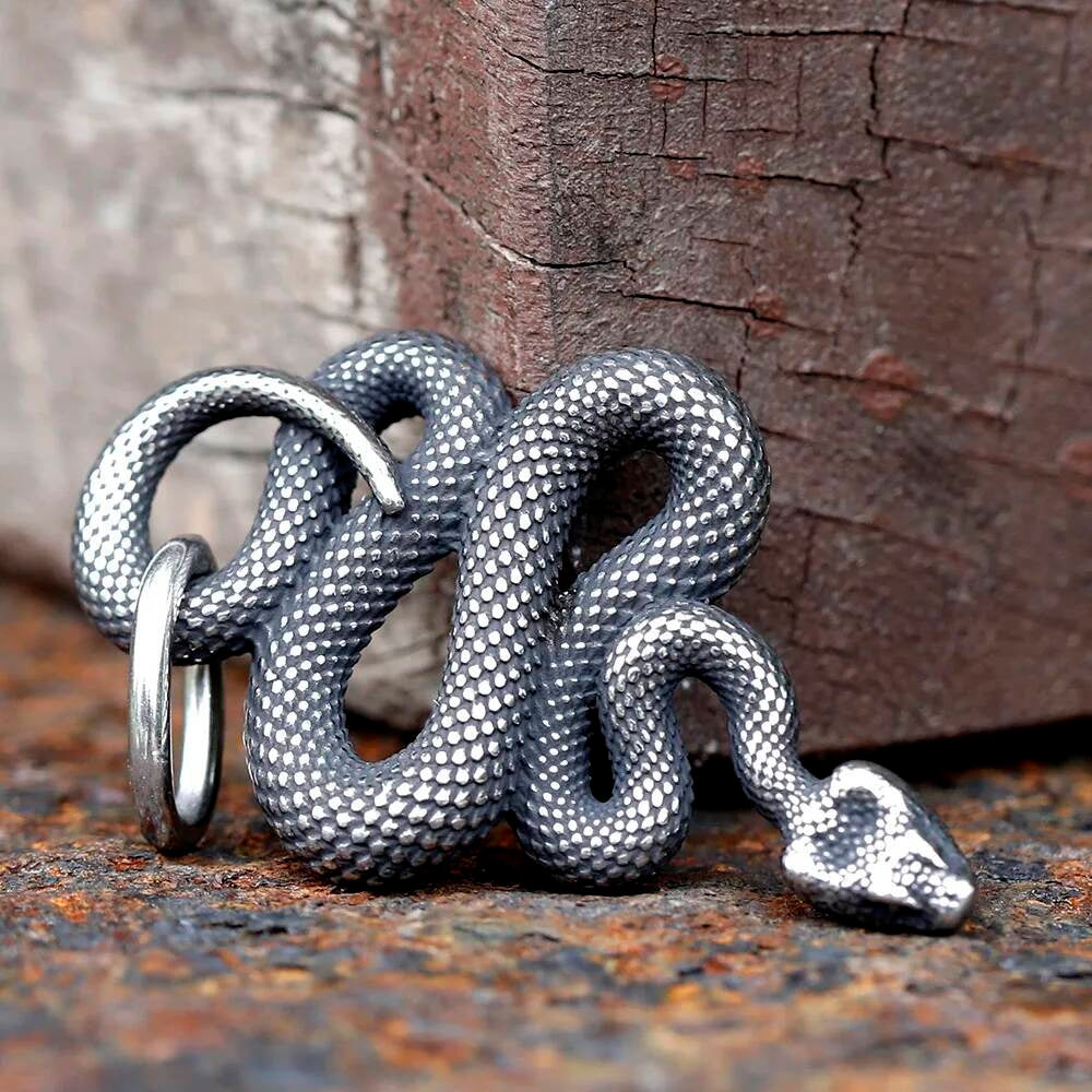 Serpent Snake Pendant Necklace – Stainless Steel Symbol of Power, Rebirth & Protection