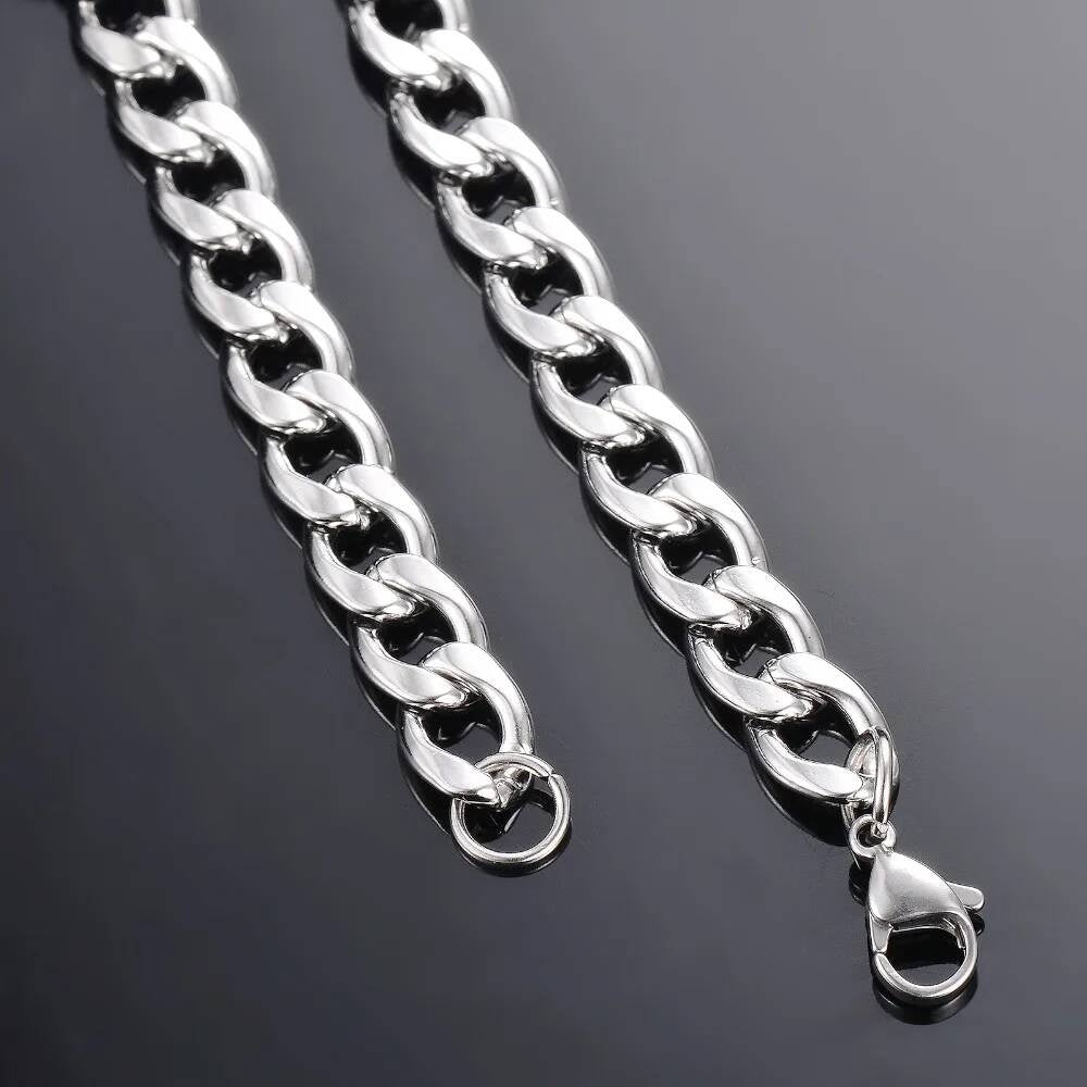 1 piece Width 3mm-9.5mm Curb Cuban Link Necklace for Men Women Basic Punk Stainless Steel Chain Chokers