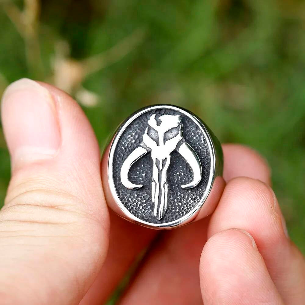 Tribal Warrior Emblem Ring – Stainless Steel Signet Skull Symbol Jewelry