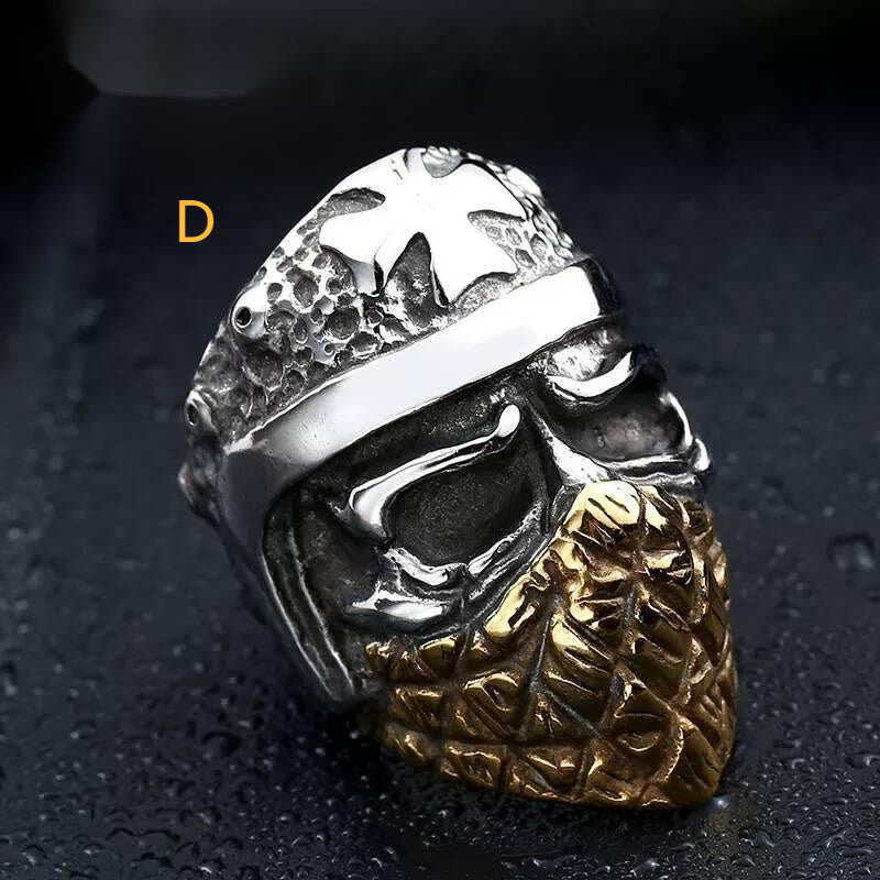 Steampunk Locomotive Skull Ring - Vintage Industrial Men's Gothic Jewelry D