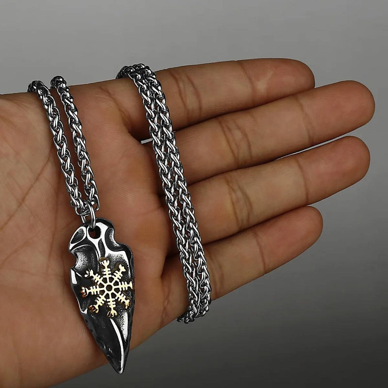 316L Stainless Steel Viking Rune Pendant Chain Necklace For Men Jewelry Accessories