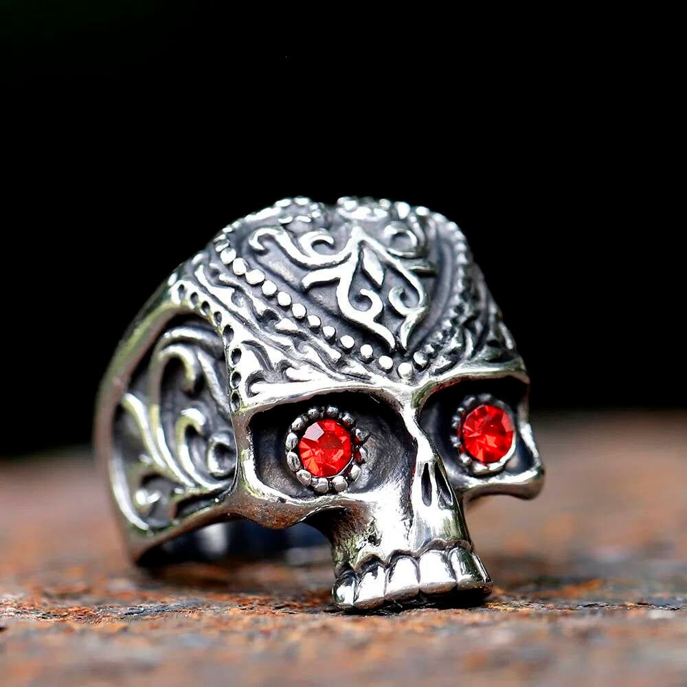 Caarium Skull Hand Ring - Gothic Stainless Steel Biker Band Jewelry
