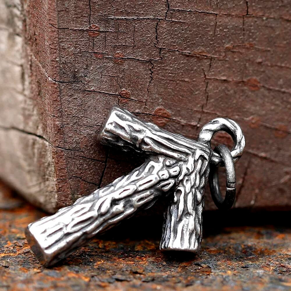 Nordic Rune Pendant Necklace – Tree Branch Viking Symbol in Stainless Steel