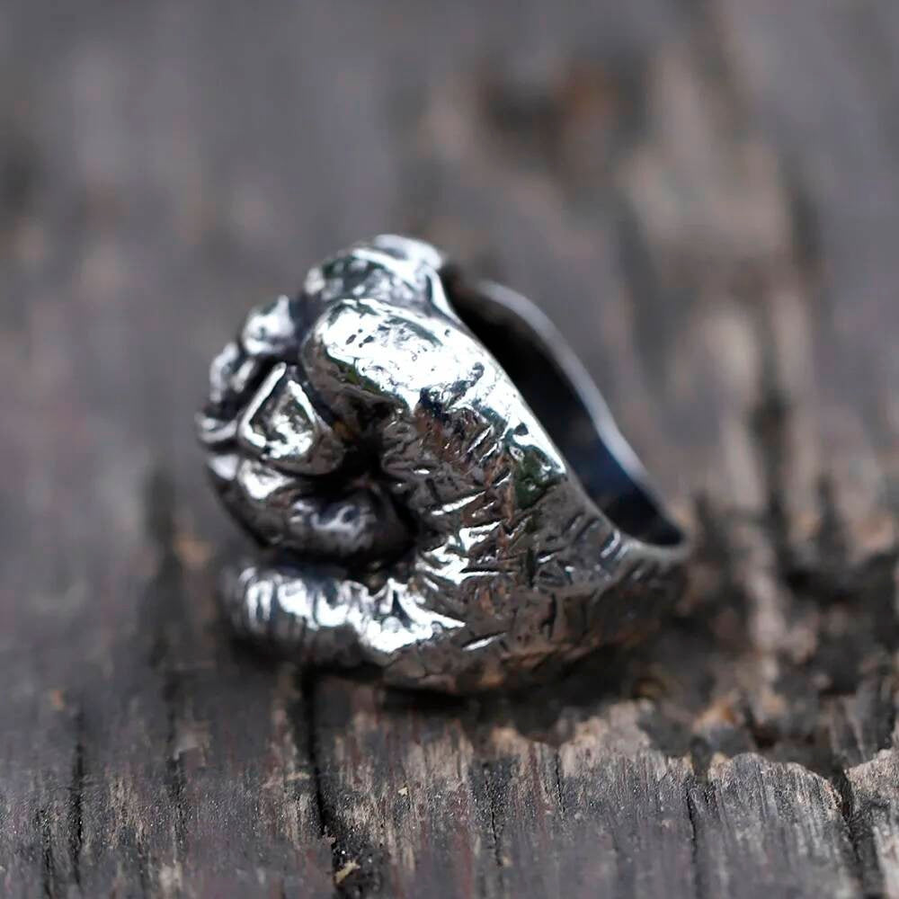 Men’s Skull Fist Ring – Gothic Punk Stainless Steel Biker Jewelry