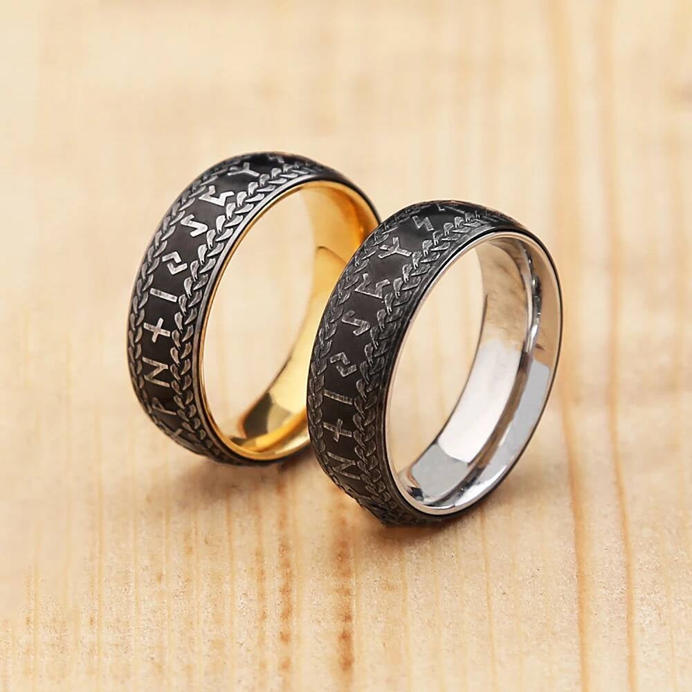 Vintage Viking Rune Ring – 316L Stainless Steel Norse Amulet (Unisex)