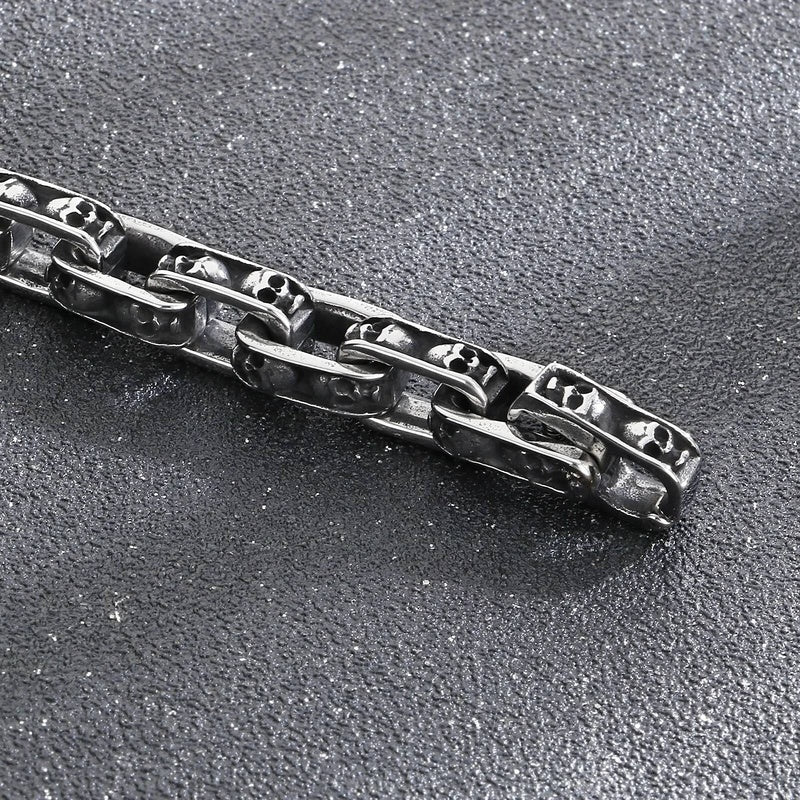 Stainless Steel 316L Skull Chain Bracelet For Men Punk Street Dancing Jewelry