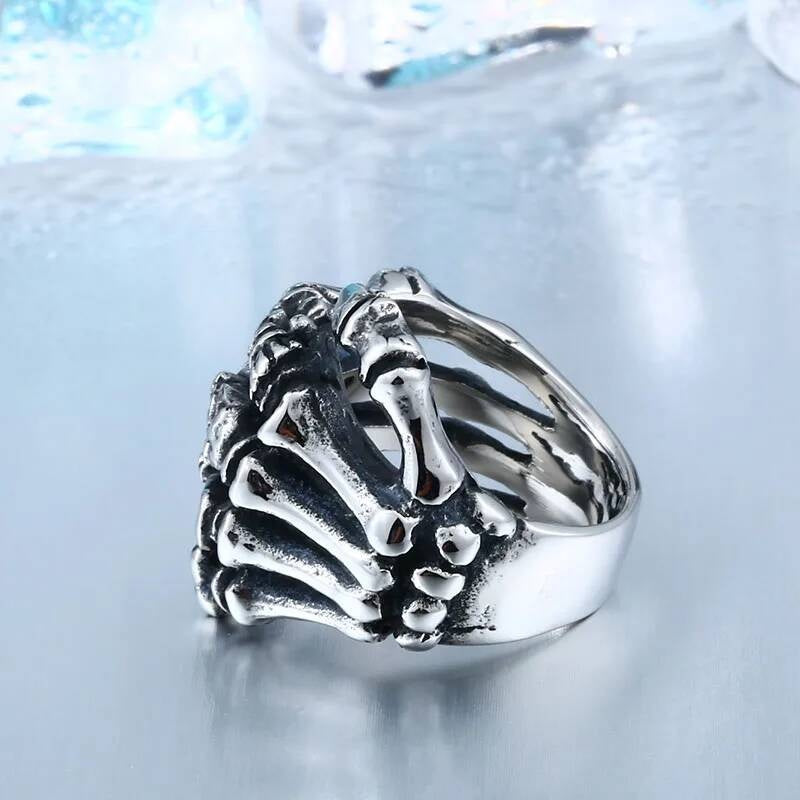 Cool High Polished Finger Bone Ring For Men Biker Jewelry
