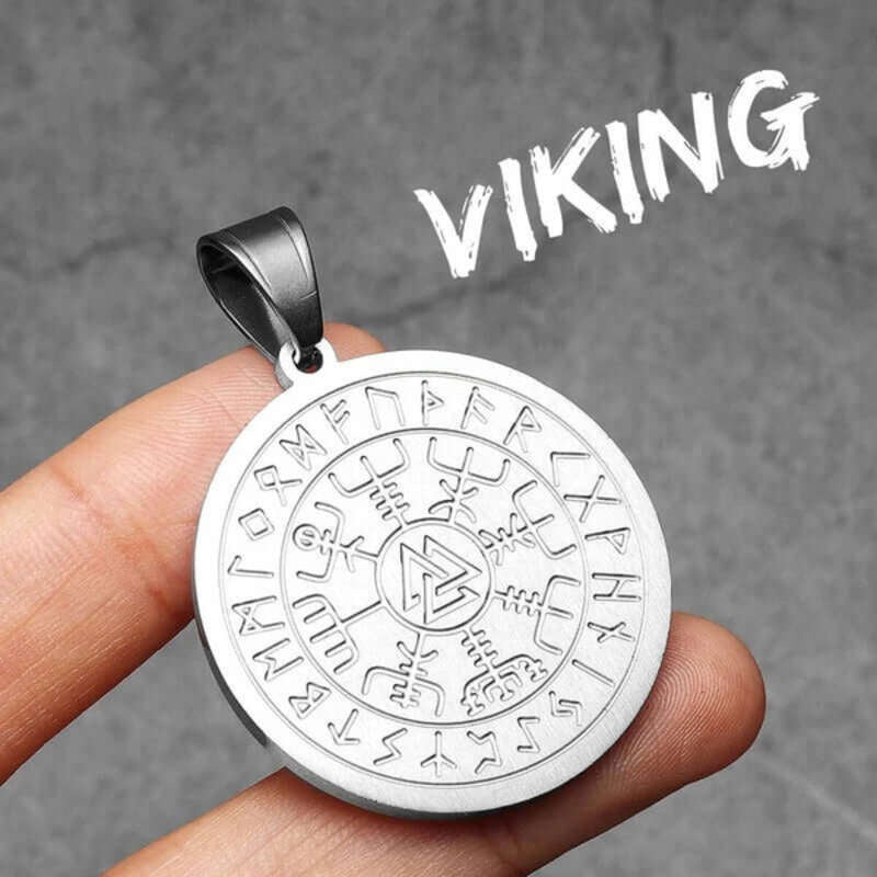 Men’s Viking Rune Valknut Pendant Necklace – 316L Stainless Steel Norse Amulet N1476-Only Pendant-S