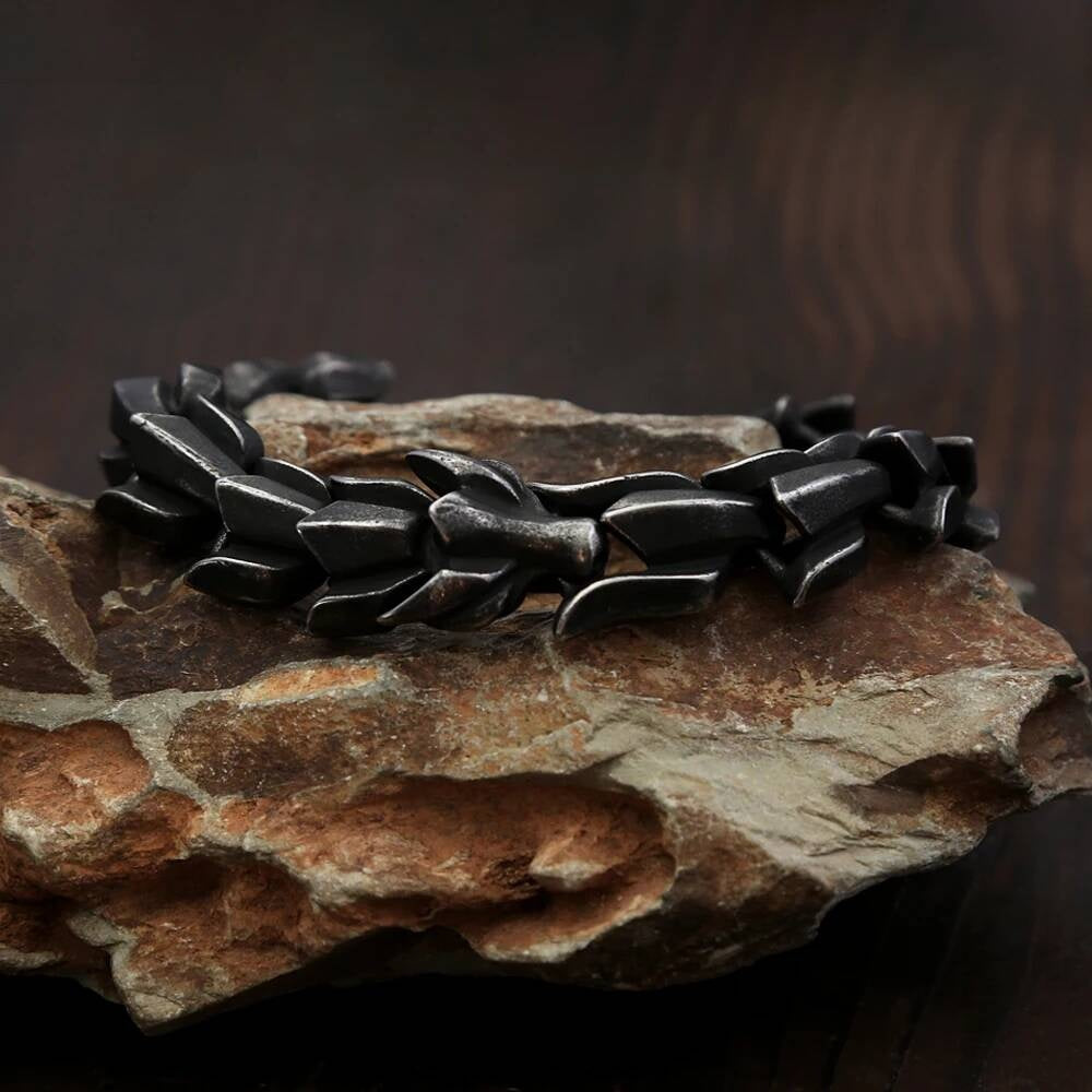Gothic Armor Chain Bangle – Stainless Steel Warrior Bracelet