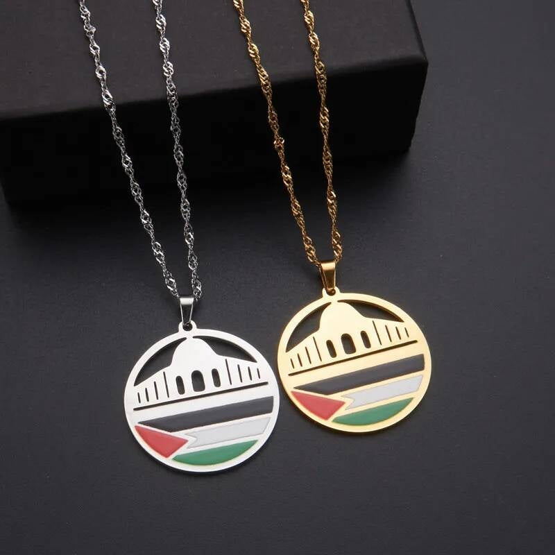 Stainless Steel Flag Pendant Necklace For Men Women Palestine Series Jewelry Accessories