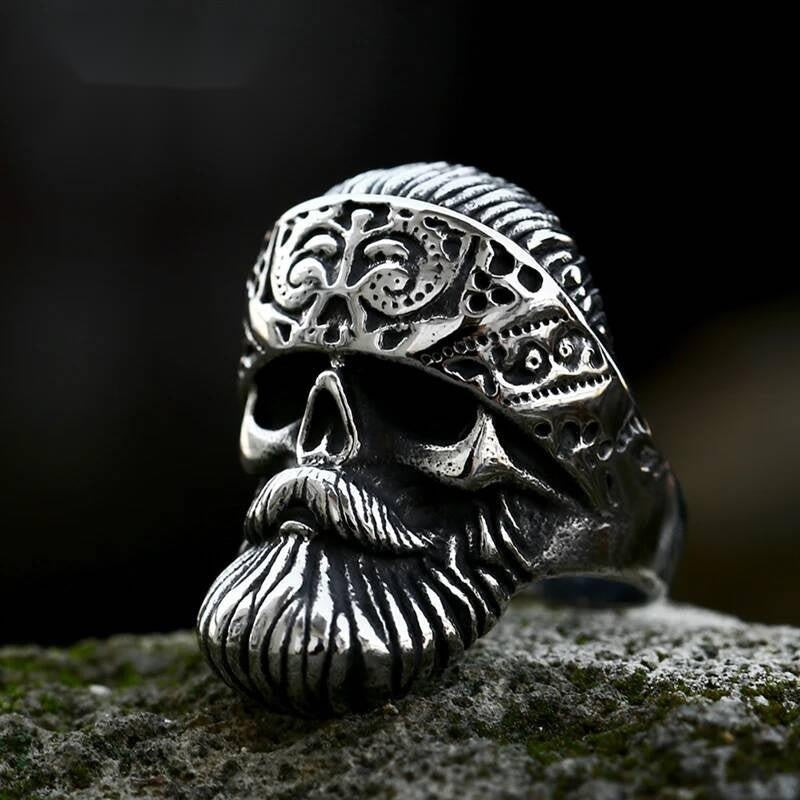 Steampunk Locomotive Skull Ring - Vintage Industrial Men's Gothic Jewelry
