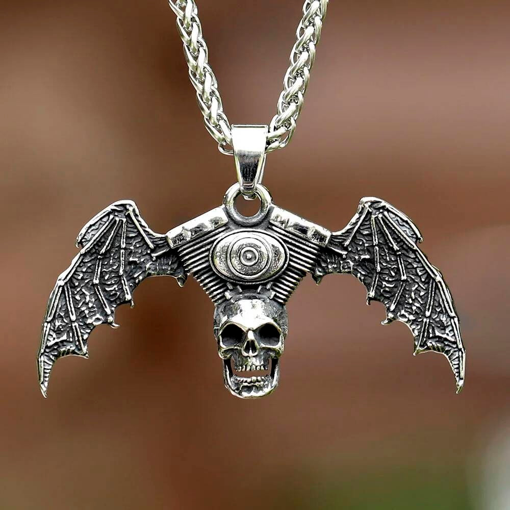 Skeletons in Coffin Pendant Necklace, Gothic Silver Jewelry with Death and Love Symbolism LP-1162 CN