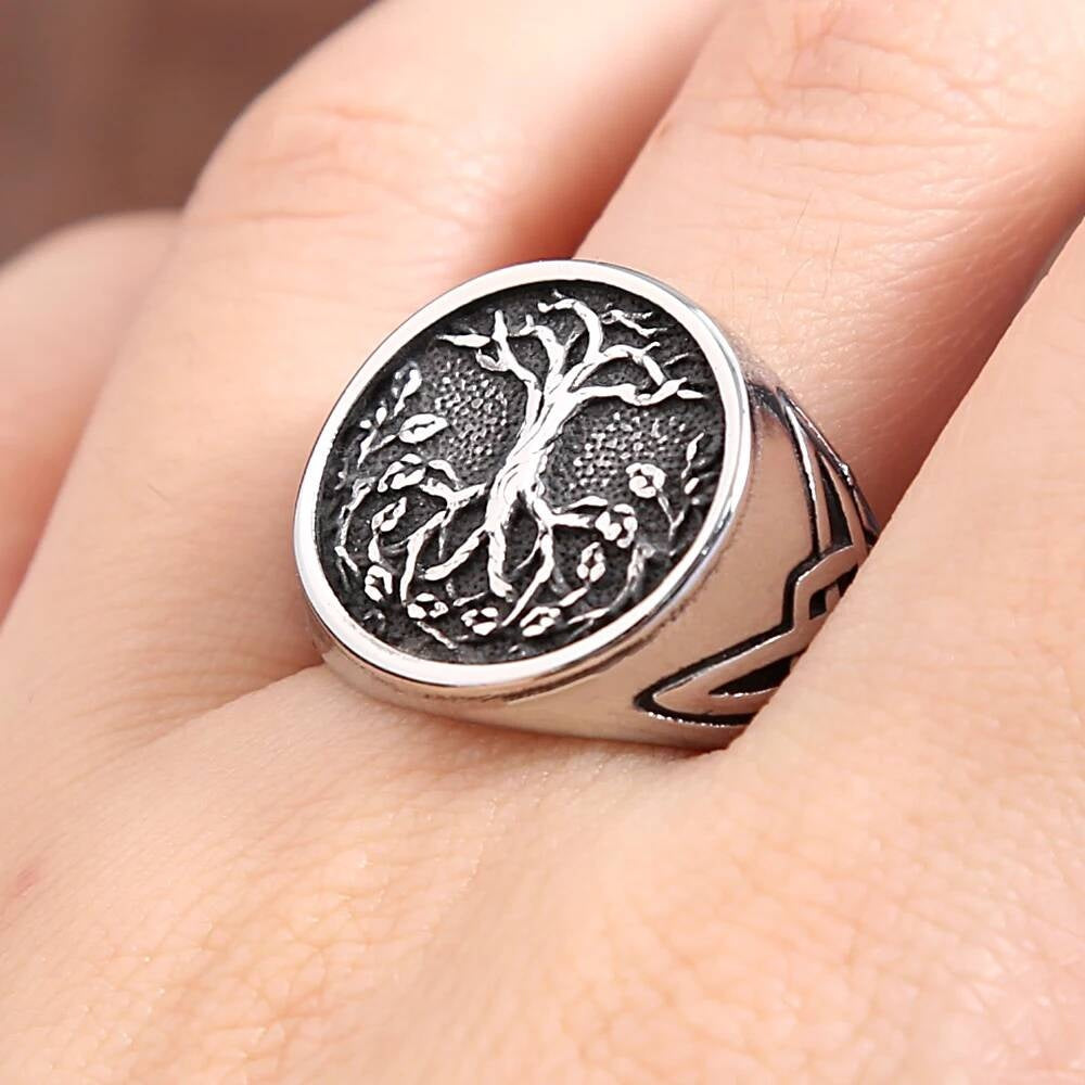 Viking Tree of Life Ring – 316L Stainless Steel Norse/Celtic Amulet Band
