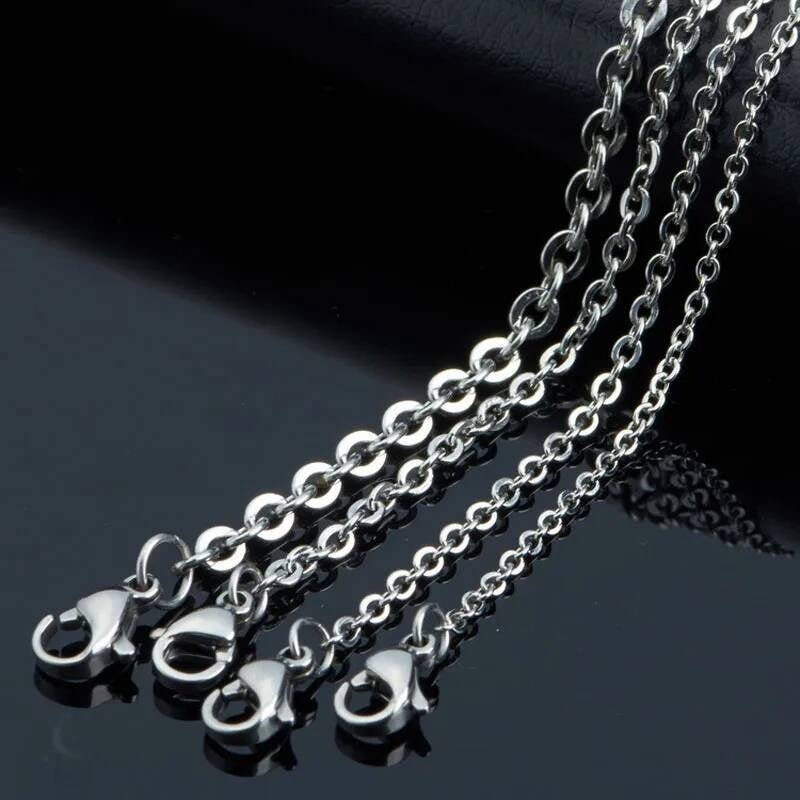 1Pc 1.2mm-4mm Stainless Steel Link DIY Necklaces Jewelry Making 40cm -90cm Chain with Lobster Clasp
