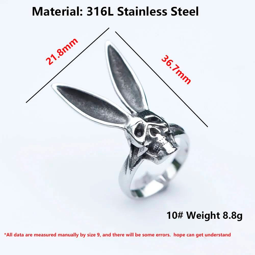 Skull Rabbit Ring - Vintage Gothic Stainless Steel Punk Jewelry for Men