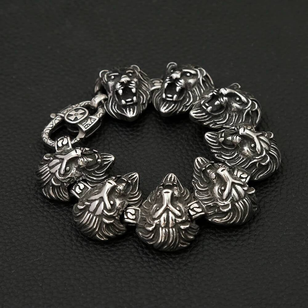 Stainless Steel Lion Head Chain Bracelet – Bold King’s Power Jewelry