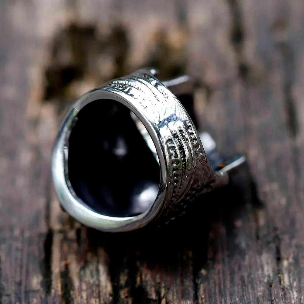 Hand-Carved Rough Skull Ring - Domineering Stainless Steel Biker Jewelry