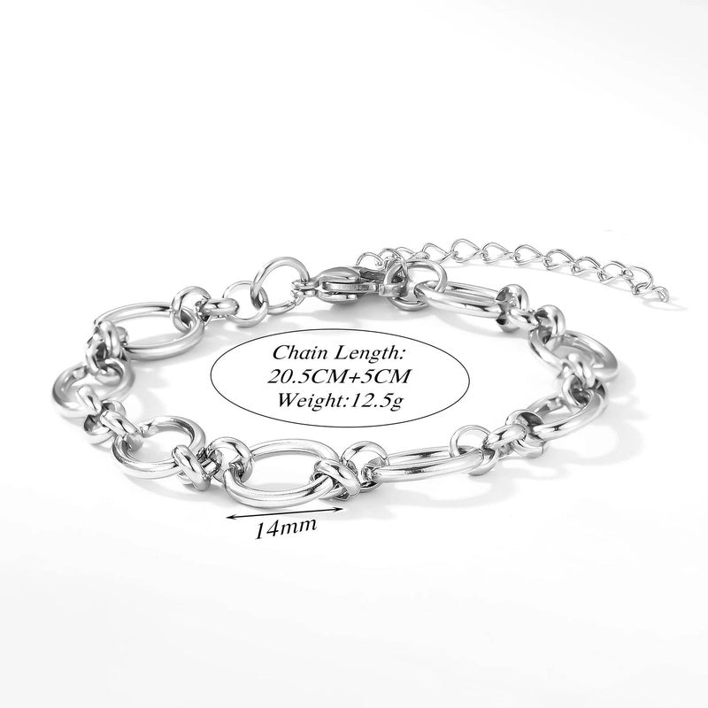Stainless Steel Chunky Link Chain Bracelet For Women Gold Plated Waterproof Hip-hop Rock Style Women's Bracelets 20cm+5cm 3
