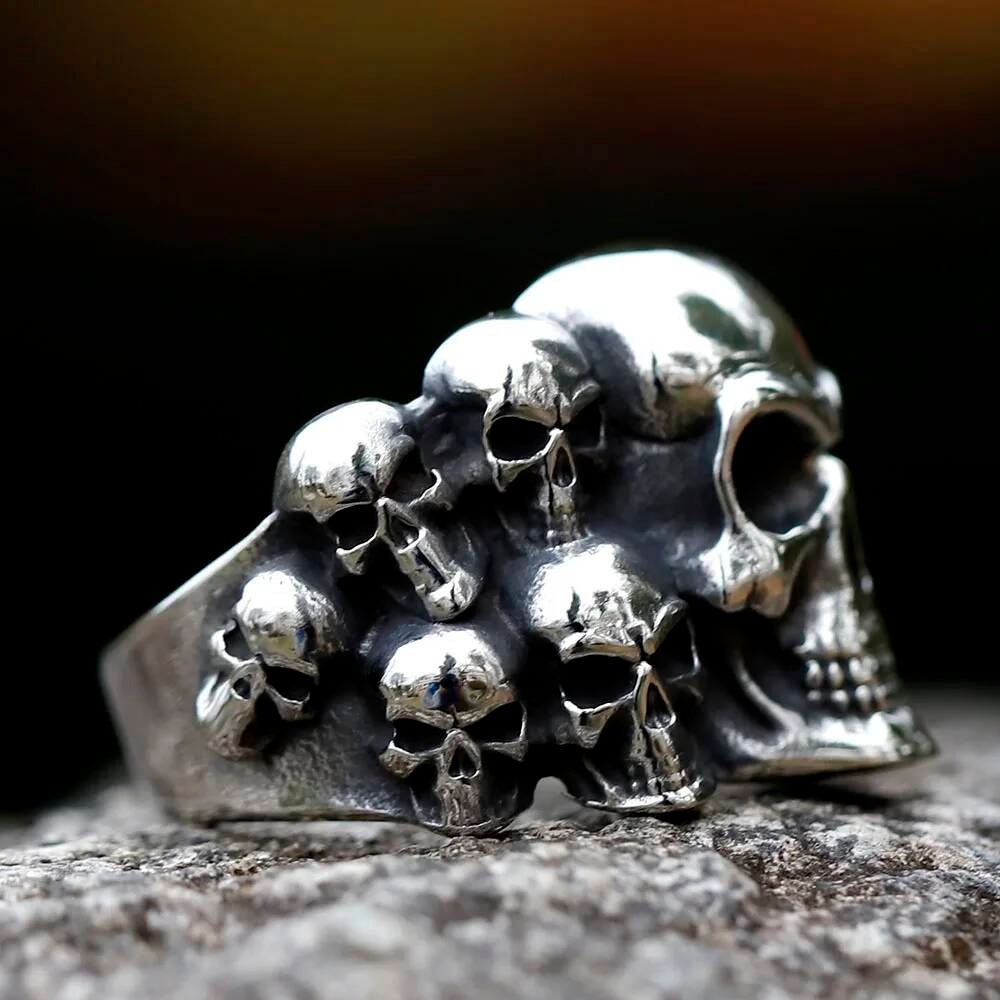 Vintage Punk Skull Ring - Gothic Stainless Steel Motorcycle Jewelry for Men