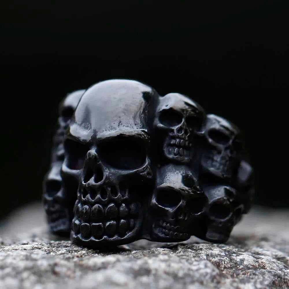 Vintage Punk Skull Ring - Gothic Stainless Steel Motorcycle Jewelry for Men black