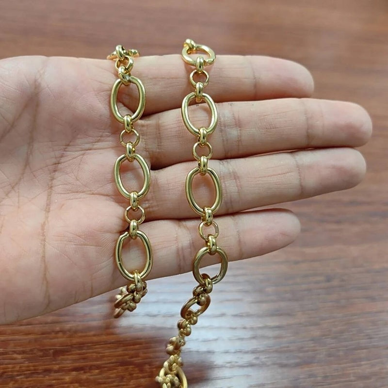 1 piece Women Mens Stainless Steel Handmade Oval Bracelet High Quality Big Chain Necklace Punk Heavy Jewelry Gold-2