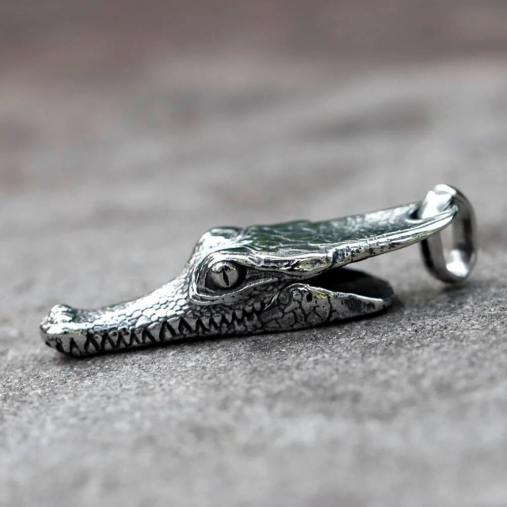 Crocodile Head Pendant Necklace – Stainless Steel Animal Jewelry