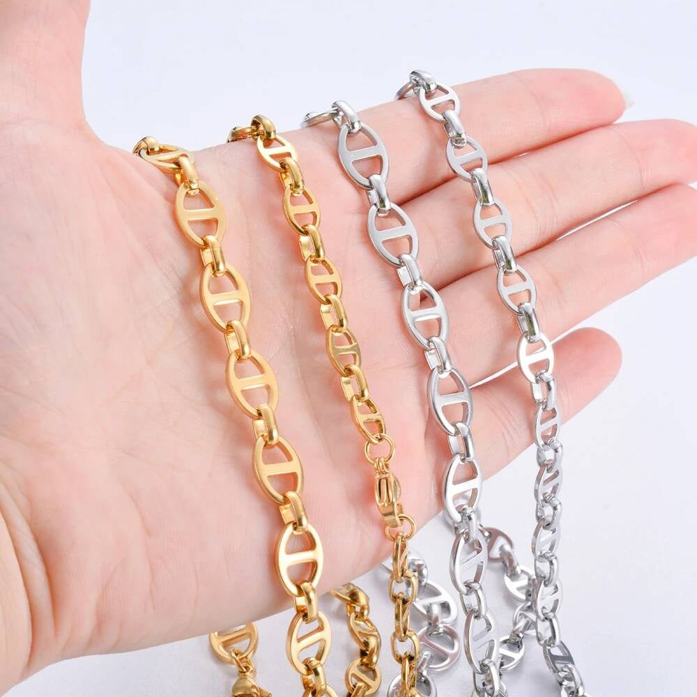 Wholesale Width 6/8mm Simple Handmade for Men Stainless Steel Hip Hop Chain Women Necklace Punk Jewelry