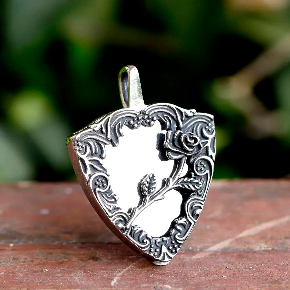 316L Stainless Steel Vintage Mirror Flower Pendant Necklace Unisex Fashion Jewelry Gift